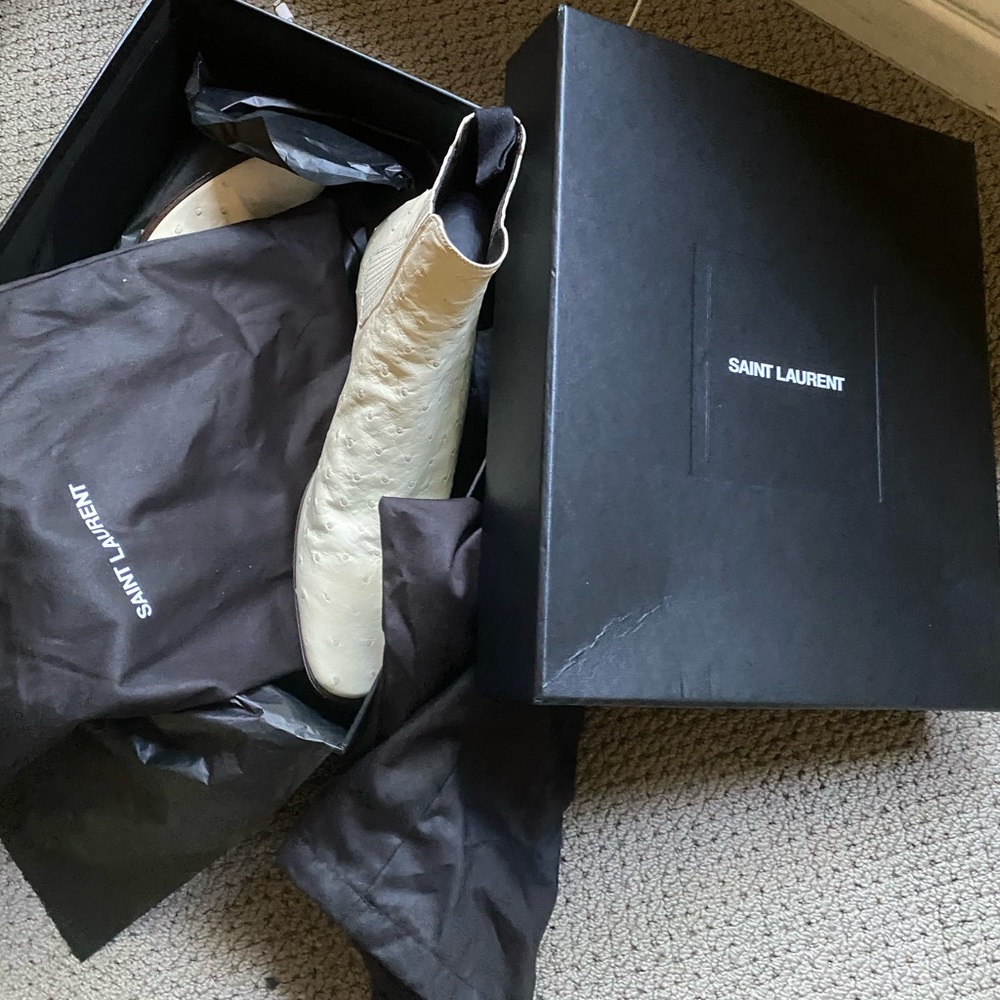 Saint Laurent Ostrich Dylan Chelsea Boots bnwt